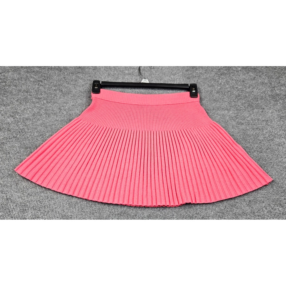 Aerie Pink Ribbed Knit Pleated Mini Skirt Womens Small Fit and Flare Coquette